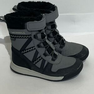 Merrell Kids Black Gray Snow Crush 2.0 Waterproof Lace Up Snow Boots Size 12M